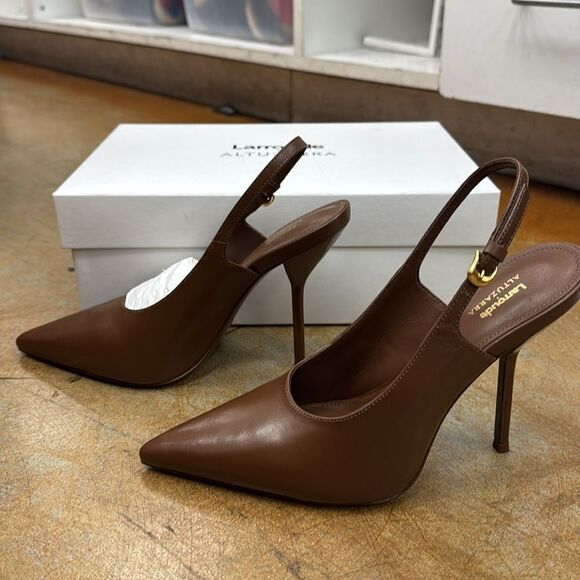 Larroude Brown Slingback Heels - Picture 4 of 9